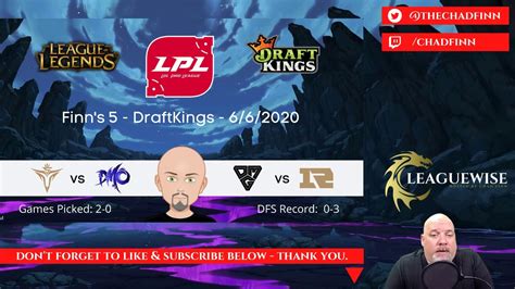 lol draftkings picks.